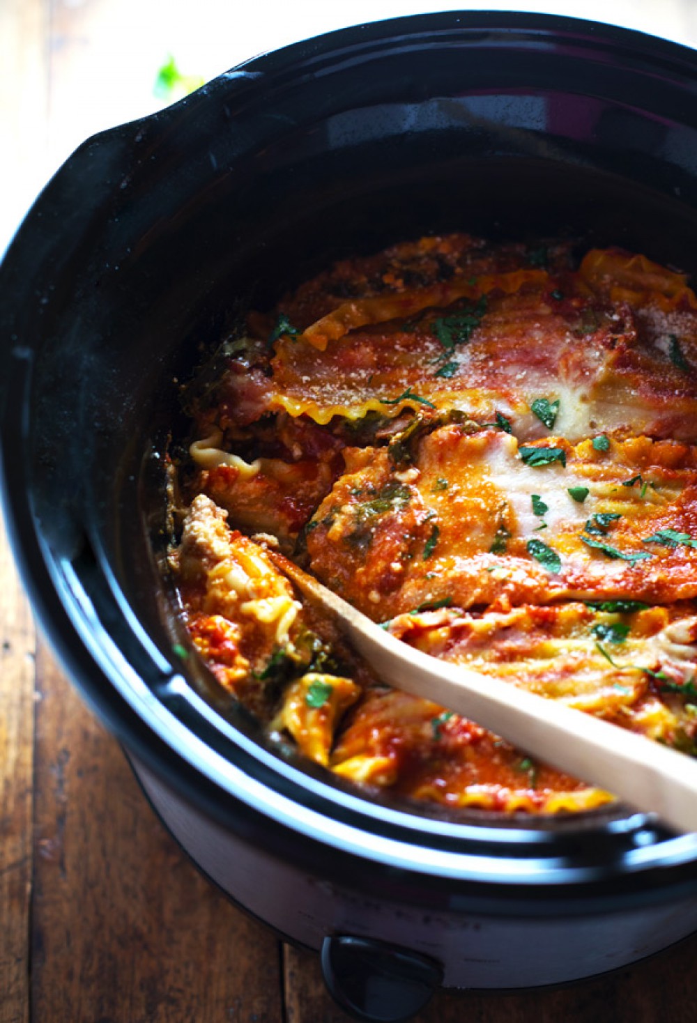 Super Easy Skinny Veggie Crockpot Lasagna