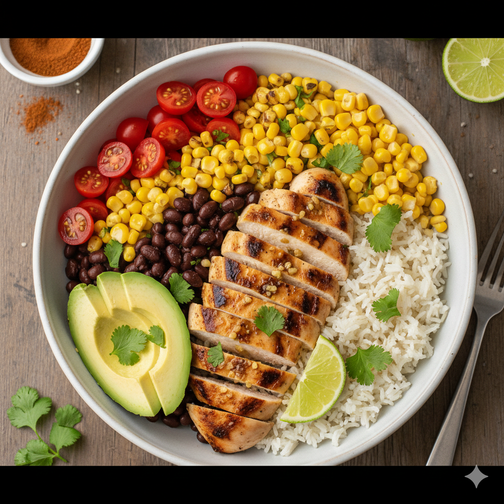 Garlic Chicken Bowl, high protein